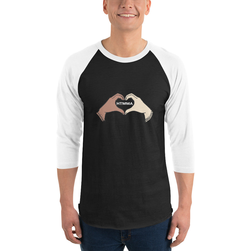 3/4 sleeve raglan shirt, Love Hands White