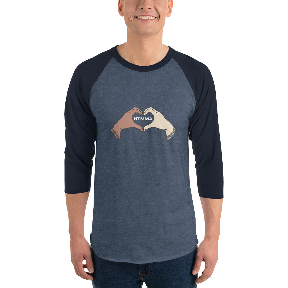 3/4 sleeve raglan shirt, Love Hands White