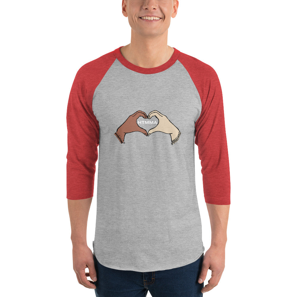 3/4 sleeve raglan shirt, Love Hands White